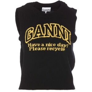 GANNI Black and Yellow Sweater Vest